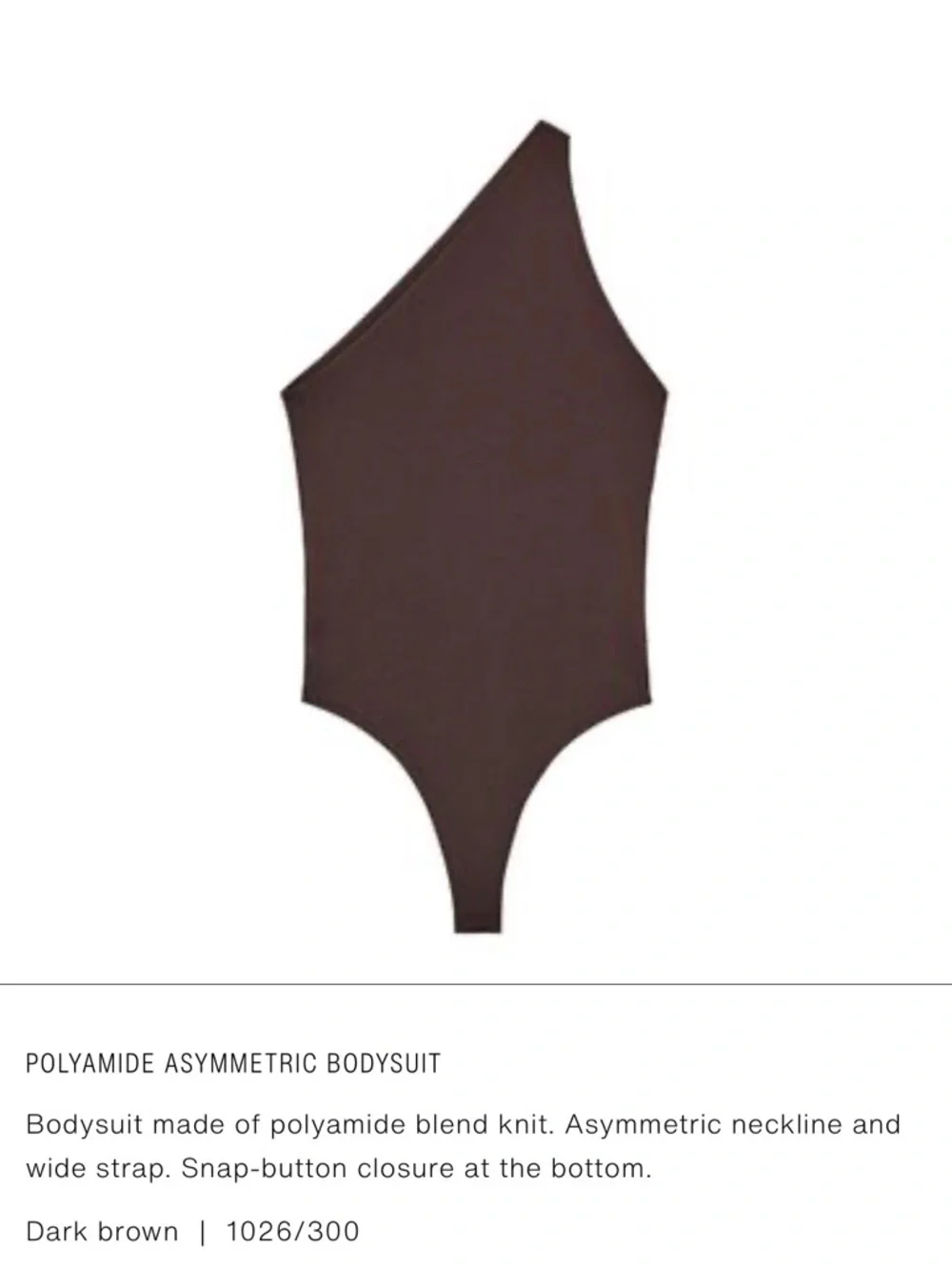 Zara One-Shoulder Asymmetric Brown Bodysuit with Scoop Back - Picture 2 of 4